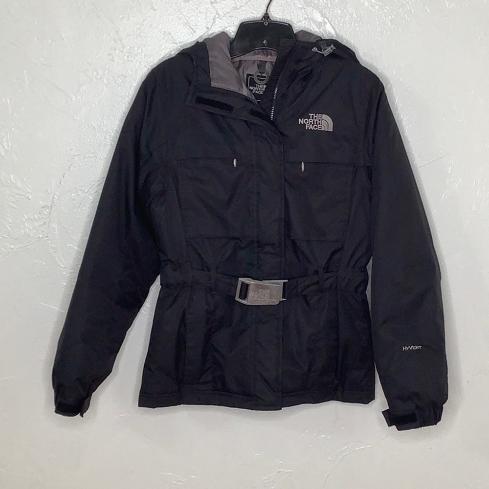 The North Face Belted Hyvent Hoodie Ski Insulated down jacket women Size XS EUC